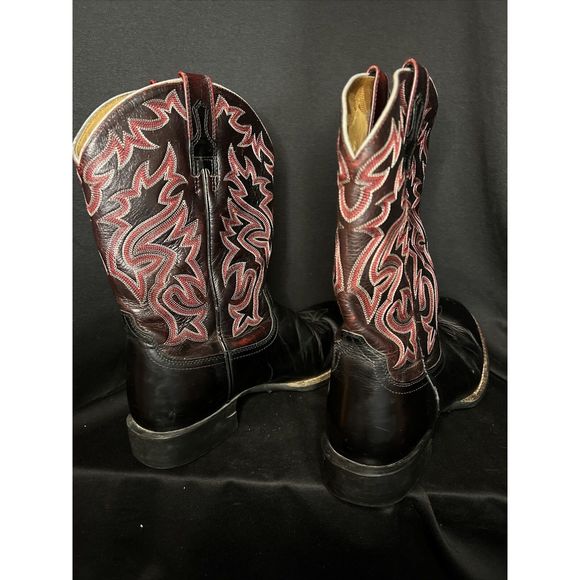Ariat 38563 Leather Round Toe Cowboy Western Boots Size 9.5 D Men Black Red - Picture 3 of 12